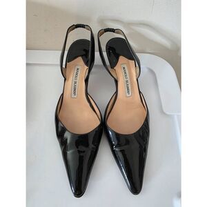 Manolo Blahnik Carolyne Low-Heel Patent Halter Pumps 39 (US 9B)